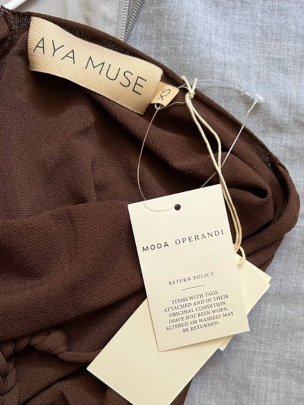 Aya Muse Birch Asymmetric Maxi Dress in Brown Size XS - Picture 6 of 8